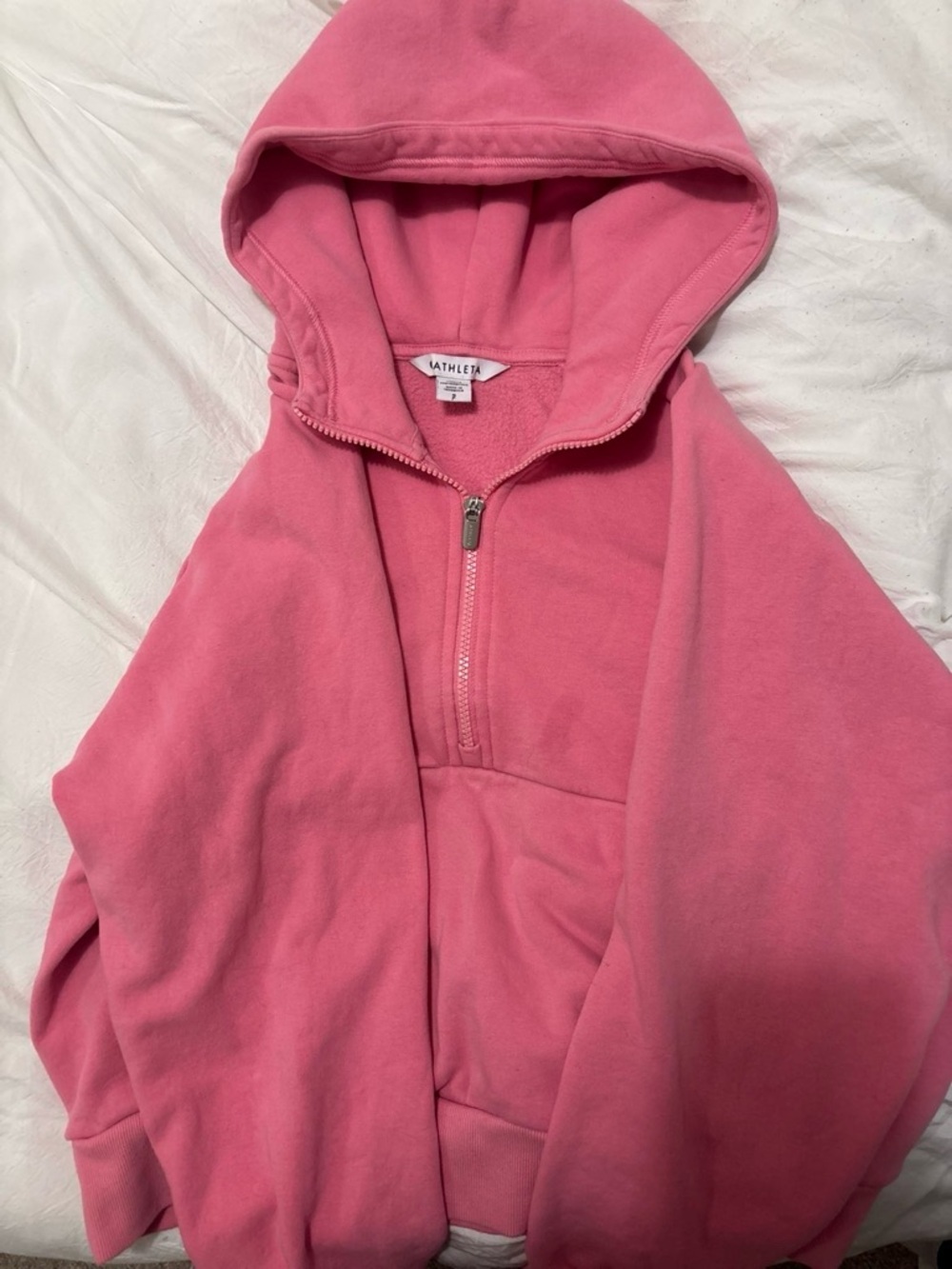 Athleta Bubblegum Pink Hooded Half-Zip Pullover